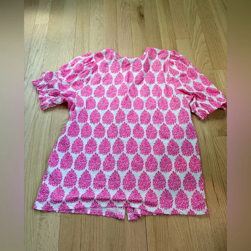 Boden Pink Floral Block Print Puff Sleeve Top Size 6